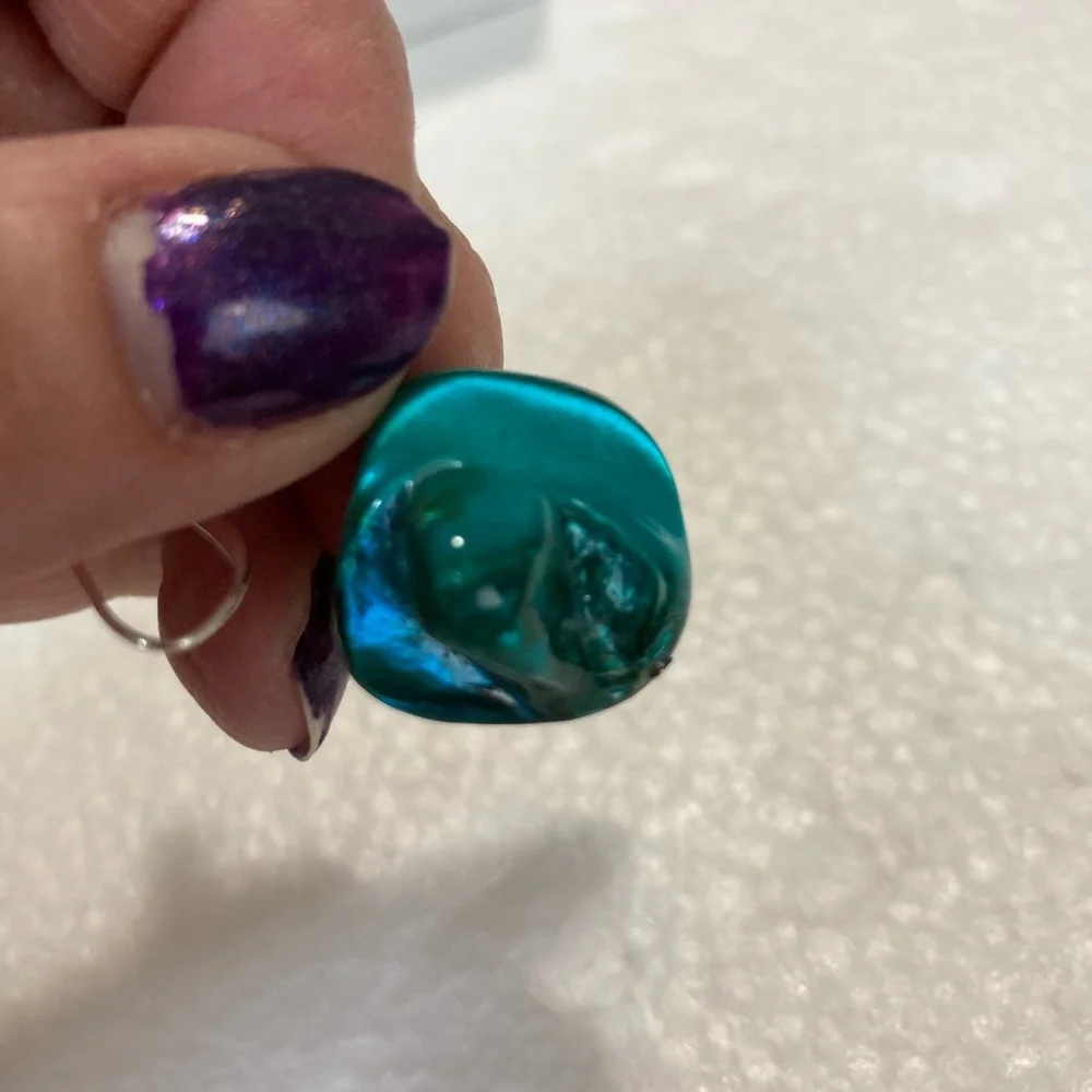Elegant Silver and Teal Earrings Set ( 2 pairs ) - Picture 9 of 11